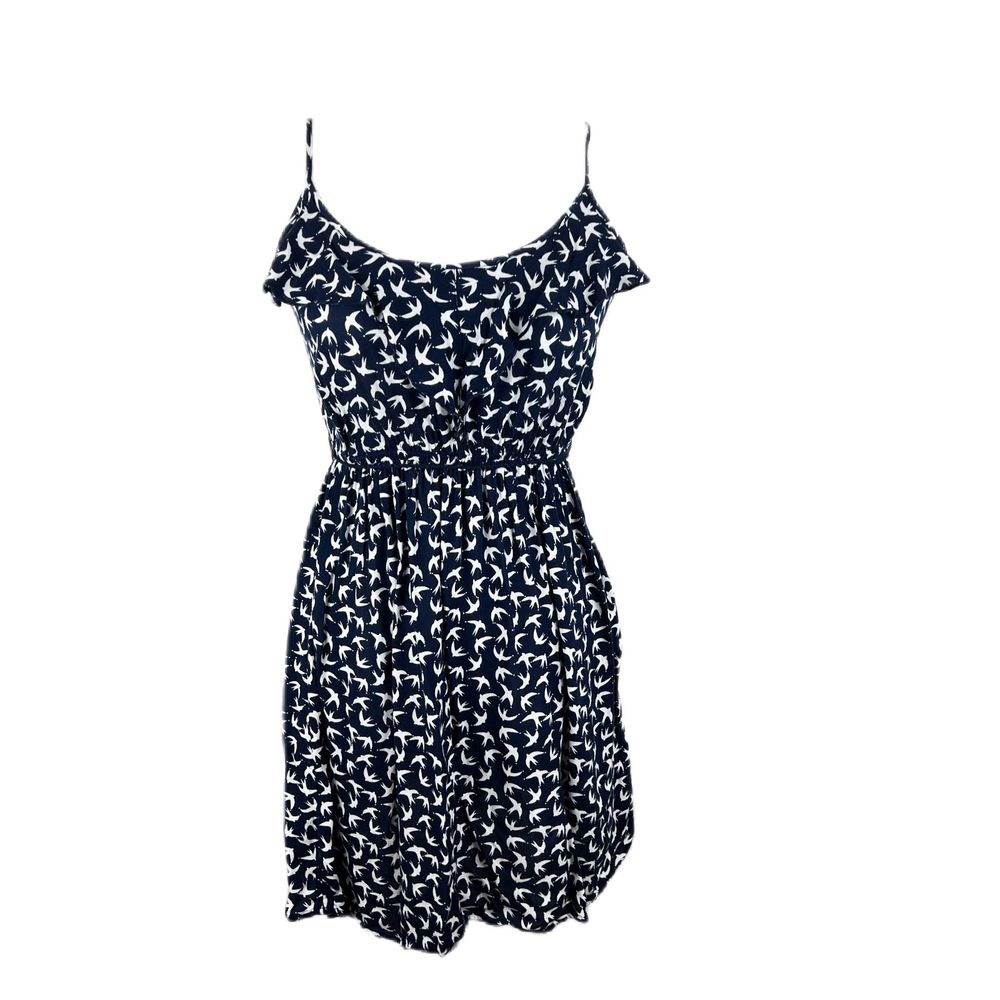 Pimkie Dress Women Small Blue Birds All Over Print Fit Flare Sleeveless Mini